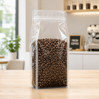 Sac en polyéthylène à soufflets latéraux haute transparence pour grains de café |   Sac transparent à quatre soudures de 1 kg |   Pochette alimentaire personnalisée imprimée