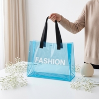 Sac fourre-tout en PVC transparent avec poignées colorées, approuvé pour les stades, sac de courses réutilisable