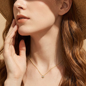 Most Popular Single Minimalist Stackable Diamond Clavicle <b>Pendant</b> Necklace Jewelry 18K <b>Solid</b> <b>Gold</b> Natural Diamond Chain Necklace - Product Image 5