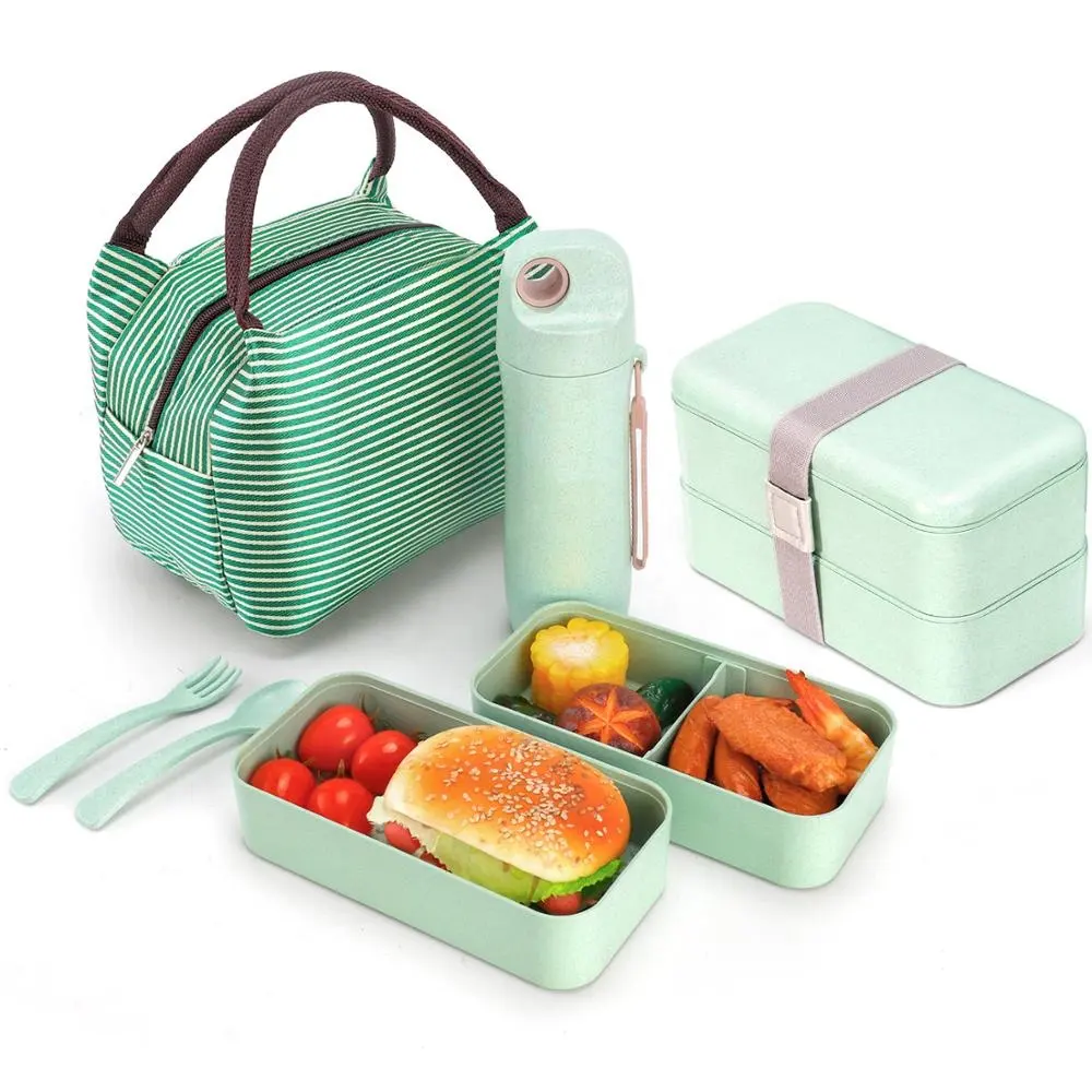 Eco Food Container Thermos Microwaveable Food Packaging Injection Plastic Customized Logo CLASSIC Wheat Straw Box Microwavable