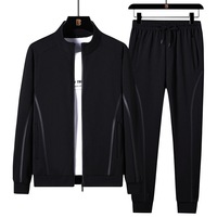 Ensemble de survêtement décontracté pour homme, col montant, fermeture éclair, coupe oversize, deux pièces, sweat à capuche et pantalon de jogging