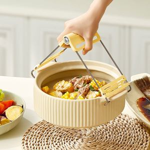 Wholesale Hot Plate Gripper Hot Dish Plate Clip Lifter Steamer <b>Tongs</b> <b>Plastic</b> Stainless Steel Silicone Bowl Clip Holder - Product Image 1