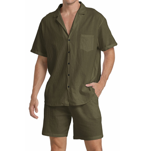 Shinesia ODM da <span class=keywords><strong>uomo</strong></span> di alta qualità cotone Casual camicia a maniche corte Set personalizzato due pezzi colletto di <span class=keywords><strong>lino</strong></span> <span class=keywords><strong>abbigliamento</strong></span> di <span class=keywords><strong>lino</strong></span> - Product Image 4