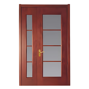 Puerta principal de entrada de madera maciza de estilo europeo moderno GA-26G con panel lateral de vidrio en miniatura. - Product Image 3