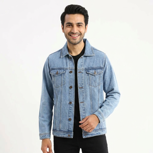 Chaqueta de mezclilla para hombre con embalaje personalizado, fabricante pakistaní, precio barato, calidad superior, lavado ácido, chaqueta vaquera desteñida al sol - Product Image 1