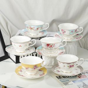 Luxury New Bone China Colorful Elegant Floral Gold Coffee Cup with Saucer British <strong>Tea</strong> <strong>Set</strong> 6+6 Classic Rose <strong>Tea</strong> <strong>Party</strong> <strong>Set</strong> - Product Image 5