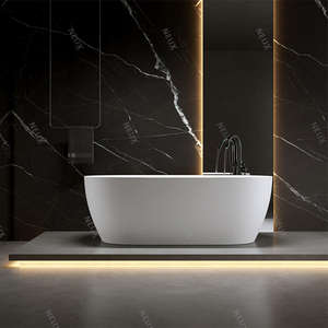 <span class=keywords><strong>Baignoire</strong></span> autoportante moderne en acrylique blanc brillant Offre Spéciale forme de bateau avec fonction de trempage et accessoire de vidange - Product Image 5