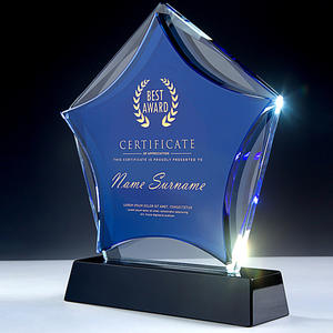 شرف الكريستال الجملة اللون الطباعة 3d نحت كأس للبطولات بلوري الشكل المعادن ستار البلاك جوائز الكريستال الكأس - Product Image 6