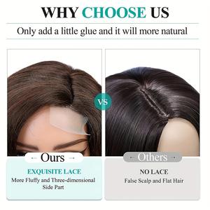 Peluca ondulada Bob de 16 pulgadas a la moda para <span class=keywords><strong>mujer</strong></span>, <span class=keywords><strong>Pelo</strong></span> Rizado <span class=keywords><strong>corto</strong></span> transfronterizo transparente con costura dividida frontal, Varios tamaños disponibles - Product Image 5