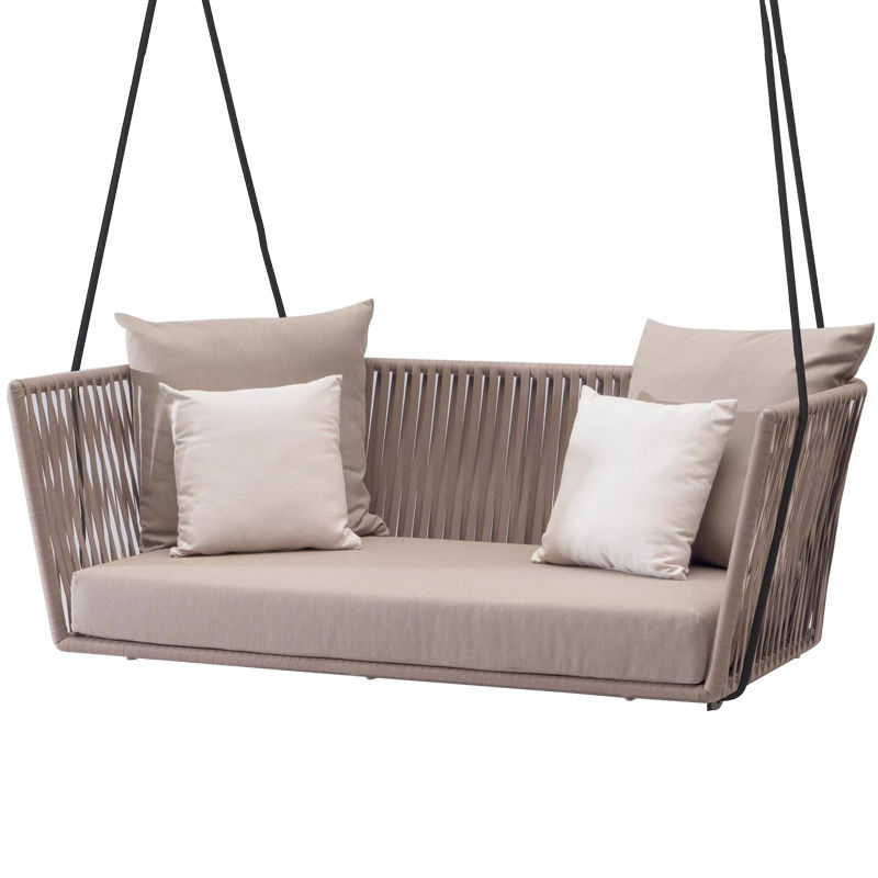 Balançoire double kaki (avec coussin et oreiller)