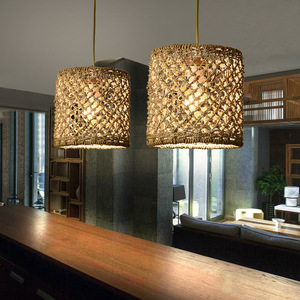 Rattan Pendant <b>Light</b> Round Led Single Head Chandelier For Restaurant Bar <b>Dining</b> Room - Product Image 4