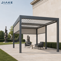Pergola motorisée JIAKE en aluminium gris anthracite, à lames orientables, thermolaquée, résistante à la pluie, pour jardin européen, potager, cour