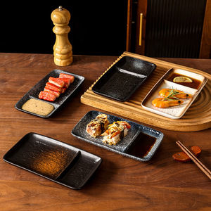 Plato de rejilla retro <span class=keywords><strong>japonés</strong></span>, plato de <span class=keywords><strong>sushi</strong></span> con compartimento para salsa de inmersión. Se puede utilizar con fines comerciales o domésticos - Product Image 2