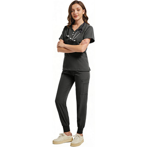 Daoyi <b>Scrub</b> Uniform Set Women Polyester Slim Fit Medical Workwear Hospital Uniforms - Product Image 3