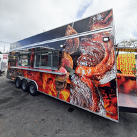 Remorque alimentaire mobile BBQ personnalisée à trois essieux, remorque de restauration commerciale avec fenêtre de service pour les entreprises de restauration rapide