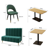 Banc en tissu vert velours moderne pour restaurant, canapé, table et chaise pour café, hôtel, usage commercial