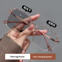 Lunettes de lecture anti-lumière bleue à changement de couleur, monture carrée, style mince et tendance, vente flash en direct