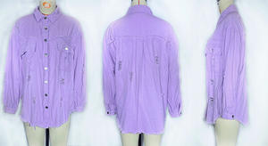 S-2XLの新しいミドル丈デニムジャケット引き裂かれたエッジと穴女性の秋と冬の長袖カジュアルラペルトップ - Product Image 4