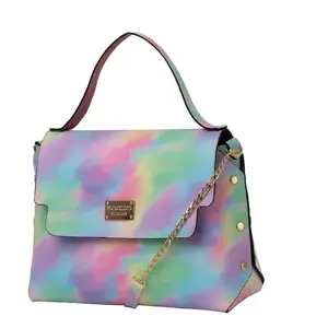 Bolso Tote Arcoíris Hecho a Mano para Mujer, Marca Fana Jacoba, con Correa de Cadena, Forro de PU, Forma Rectangular, para Uso Diario - Product Image 3