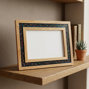 Exquisito Marco de Fotos Moderno de Madera con Resina y Purpurina, Hecho a Mano en India, de Buena Calidad, para Exhibir Fotos de Niños - Product Image 1