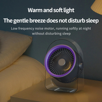 Modèle portable moderne rechargeable par USB 100 °   Mini ventilateur inclinable réglable, alimenté par batterie, 3 vitesses, télécommande, petit ventilateur de bureau avec lumière