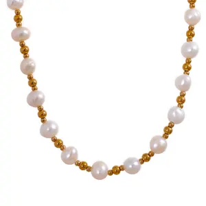 JINYOU-collar de perlas naturales de acero inoxidable 1151 para mujer, collar de moda hecho a mano, joyería fina básica de lujo