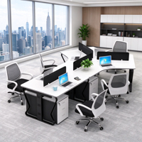 Combinaison de bureau et de chaise de forme spéciale, table de bureau personnalisée pour 3/5/6 personnes