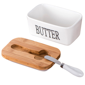 Plato <span class=keywords><strong>de</strong></span> mantequilla <span class=keywords><strong>de</strong></span> cerámica con tapa <span class=keywords><strong>de</strong></span> bambú recipiente <span class=keywords><strong>de</strong></span> queso sólido guardián plato <span class=keywords><strong>de</strong></span> mantequilla <span class=keywords><strong>de</strong></span> <span class=keywords><strong>porcelana</strong></span> <span class=keywords><strong>esmaltada</strong></span> con cuchillo para encimera - Product Image 2