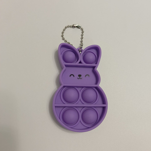 QYS Rabbit Bubble Fidget Keychain Gift PVC Rubber Bunny Pendant Metal Key <b>Ring</b> <b>Stress</b> Relief Toy - Product Image 1