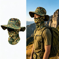 Conjunto de Sombrero Boonie de Camuflaje Multifuncional para Exteriores, Gorra de Pesca con Protección Solar y Transpirable, con Protector de Cuello