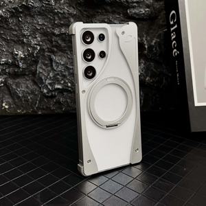 Lujosa funda de teléfono <span class=keywords><strong>Samsung</strong></span> S25 Ultra360 ° con soporte giratorio Metal de aluminio sin marco <span class=keywords><strong>Samsung</strong></span> S24 S23 funda de teléfono Ultra transparente - Product Image 1