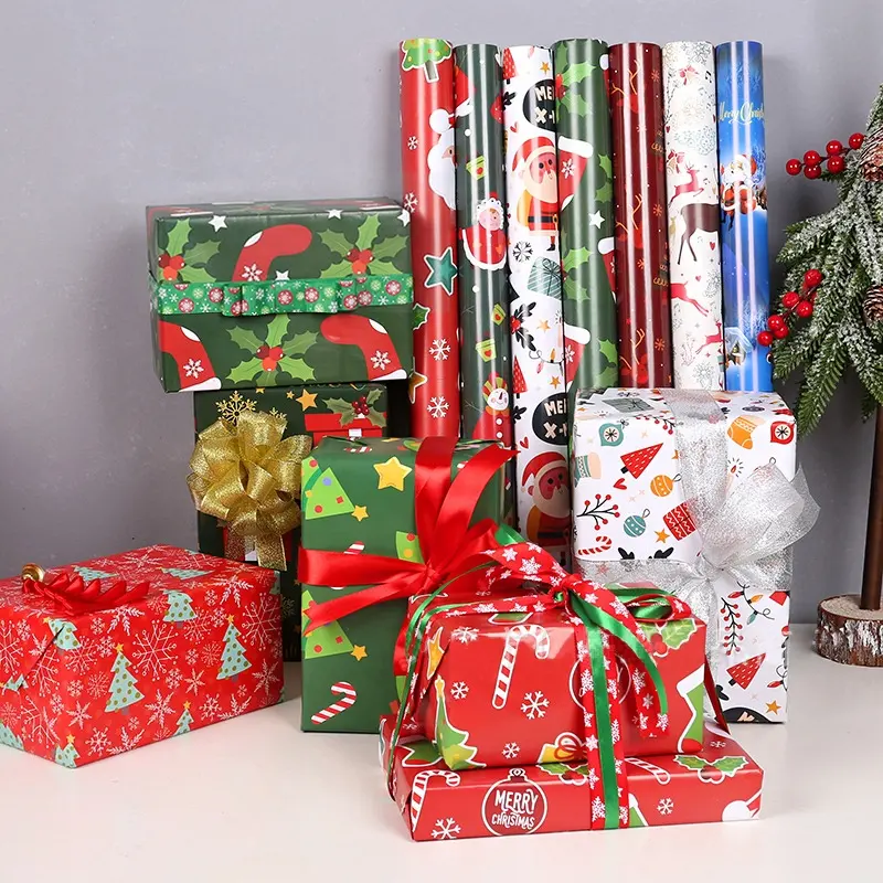 Großhandel Custom Style Weihnachten Schöne Rolle Geschenk box Geschenk papier