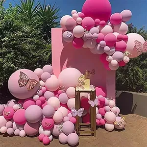도매 globos 키즈 풍선 마카롱 로즈 레드 웨딩 생일 파티 장식 핑크 라텍스 풍선 화환 아치