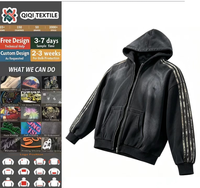 Cardigan à capuche zippé en polyester/coton uni pour l'automne/hiver, chaud, décontracté, ample, unisexe, réactif à l'eau, pour l'extérieur