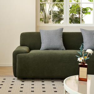 Sofá de tela de pana retro en forma de U, diseño cuadrado, relleno de espuma, tapizado, para sala de estar, para apartamentos pequeños, uso adulto. - Product Image 2