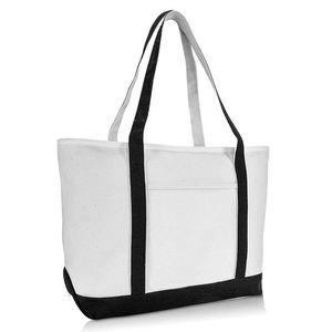 Bolso tote de playa de lona con cremallera superior y correa larga, bolso tote de lona de algodón, bolso tote de hombro de lona liso y moderno con correa larga - Product Image 2
