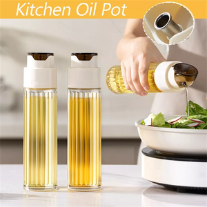 Distributeur automatique d'huile et de vinaigre en verre de 500 ml avec ouverture et fermeture automatiques, bouteille à épices de cuisine avec outils anti-fuite par gravité inclus - Product Image 3