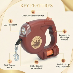 Correa para Perro con Linterna LED, Correa Retráctil Automática Tipo Ruleta, Cuerda de Tracción Extensible con Bolsa para Desechos, Accesorios para Perros - Product Image 3