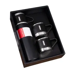 500ml Business Party Gift set bottle 304 stainless steel vacuum cup thermos flask A water bottle comes with three small mugs