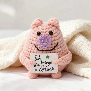 Sẵn sàng thực hiện búp bê màu hồng lợn thẻ mới cảm xúc phim hoạt hình tùy chỉnh dệt kim lợn Crochet Búp Bê Nhà Bên trang trí nội thất Quà Tặng - Product Image 5