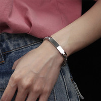 Bracelet en acier inoxydable gravé au laser personnalisé, minimaliste, avec chaîne cubaine, pour homme et femme, bijoux