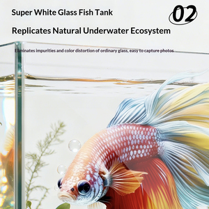 데스크탑 유리 친환경 수족관-자동 순환 저소음 펌프 및 급식 포트 사무실용 수직 슬림 디자인 - Product Image 4