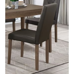 DB Walnut Brown 2-Piece Set of <b>Side</b> Chairs Faux Leather Back Seat Light Feature for Home Dining <b>Living</b> <b>Rooms</b> PU Leather Material - Product Image 5