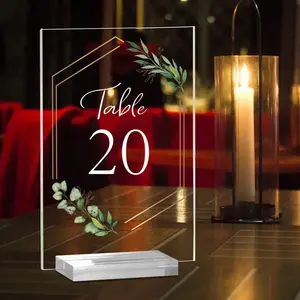 Hot Sale Wholesale Blank Acrylic Table Numbers With Stand Custom Sign Clear Or Frosted Wedding Table Number