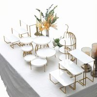 Ensemble de présentoirs à desserts de luxe en métal pour mariage, 14 pièces, plateau à bonbons, plateau à gâteaux, décoration de table de réception
