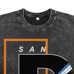 Camisetas de Manga Corta para Hombre, de Alta Calidad, Negras, Lavado Ácido, Algodón Transpirable, Cuello Redondo, Estampado de Letras, Estilo Urbano, para Venta al Por Mayor - Product Image 3