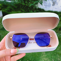 Lunettes photochromiques anti-lumière bleue pour femmes, monture géométrique polygonale en métal avec charnière à ressort