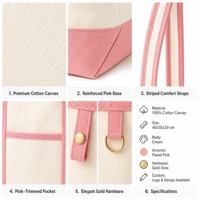 Sac fourre-tout en toile rayée avec logo brodé personnalisé, grande capacité, coton robuste, écologique, sans BPA, sac à bandoulière (avec poche)