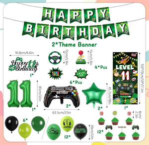 Décorations de fête d'<span class=keywords><strong>anniversaire</strong></span> <span class=keywords><strong>8</strong></span> <span class=keywords><strong>ans</strong></span> sur le thème des <span class=keywords><strong>jeux</strong></span> vidéo : Bannière, guirlandes, ballons en aluminium imprimés manettes 0-9, ballons imprimés, décorations de gâteau et de cupcakes - Product Image 5