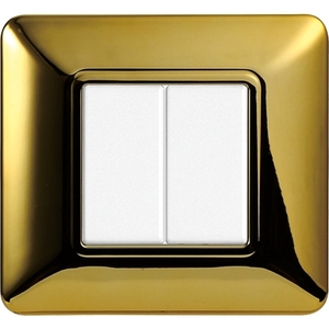 โกลก้า สวิตช์ติดผนัง 2 ช่อง แผ่นพลาสติก สีทองเงา ติดตั้งง่าย ใช้ได้กับมาติกซ์ - Product Image 4